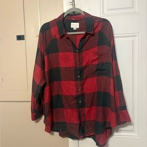 American Eagle Outfitters Red and Black Plaid Shirt
